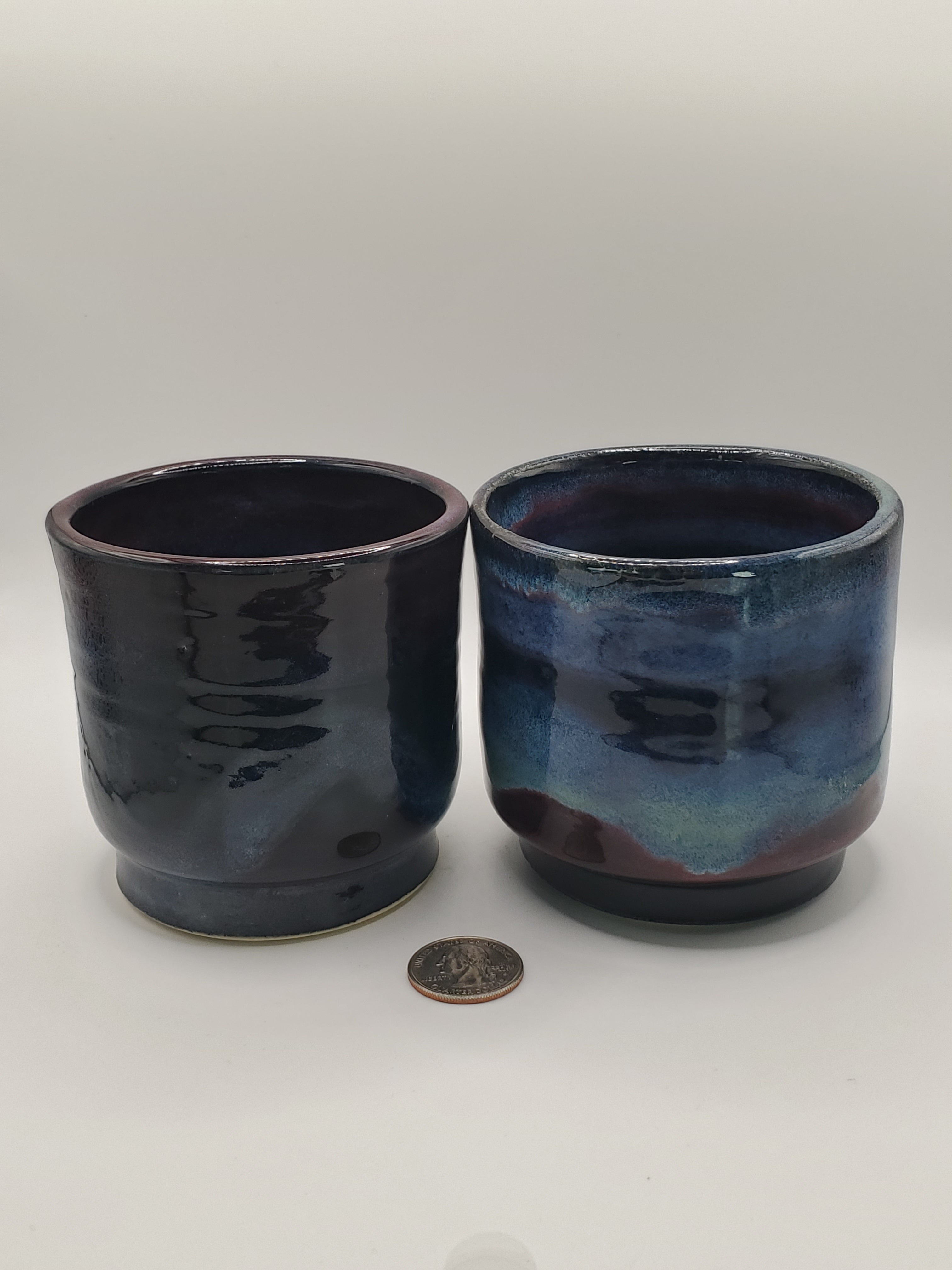 Handmade stoneware stacking cup set