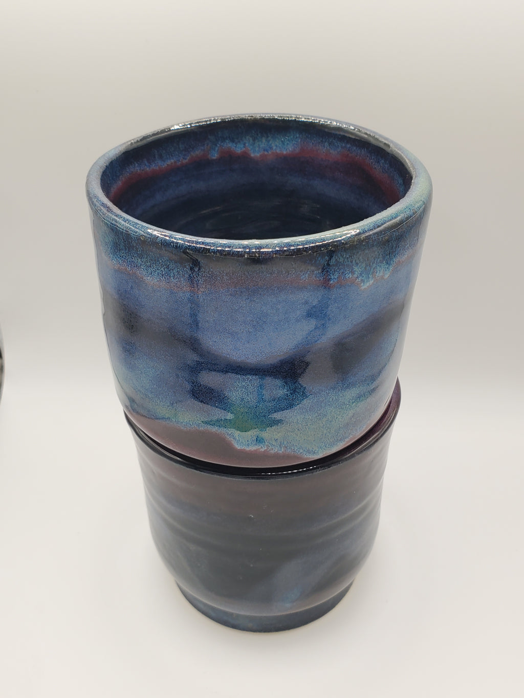 Handmade stoneware stacking cup set