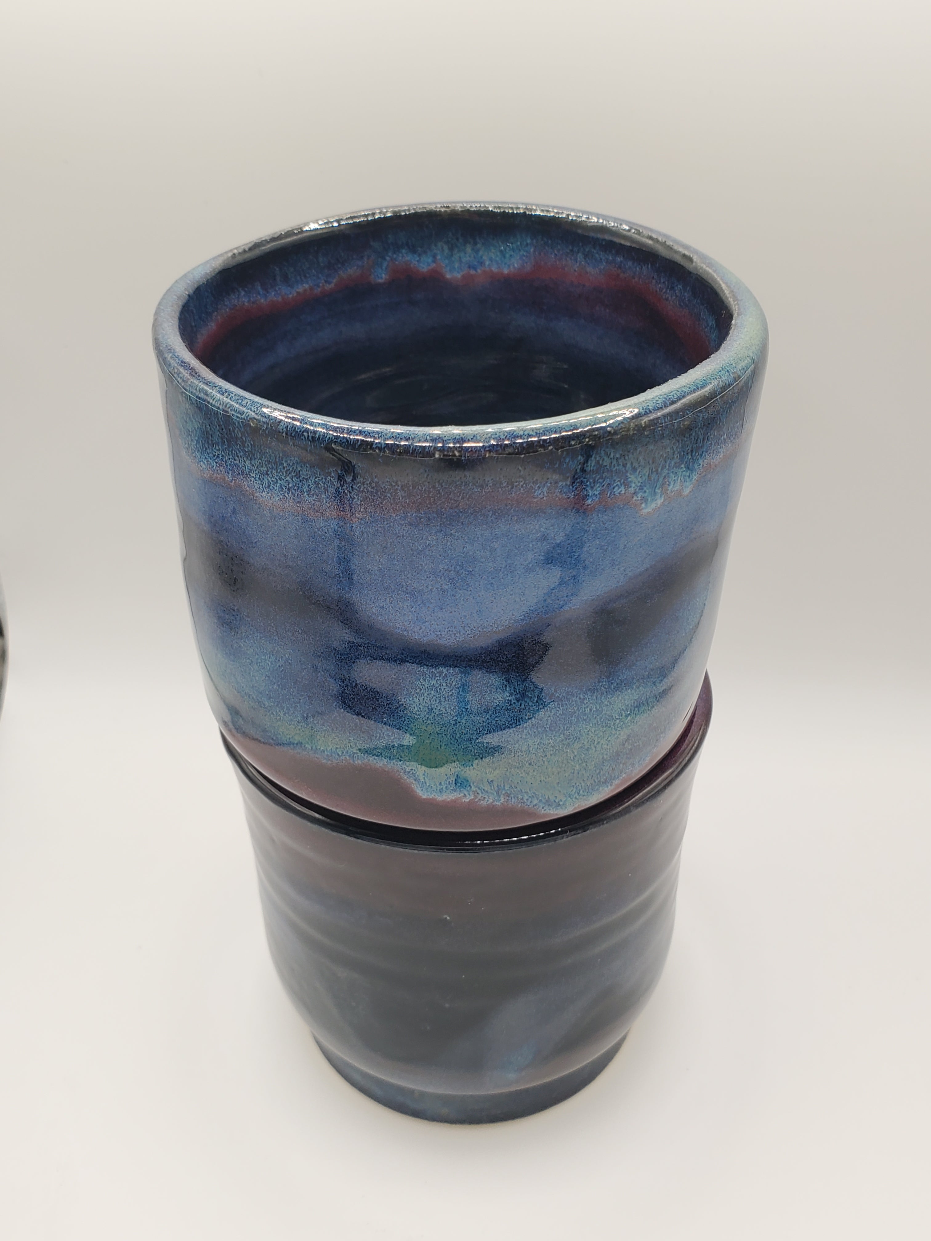Handmade stoneware stacking cup set