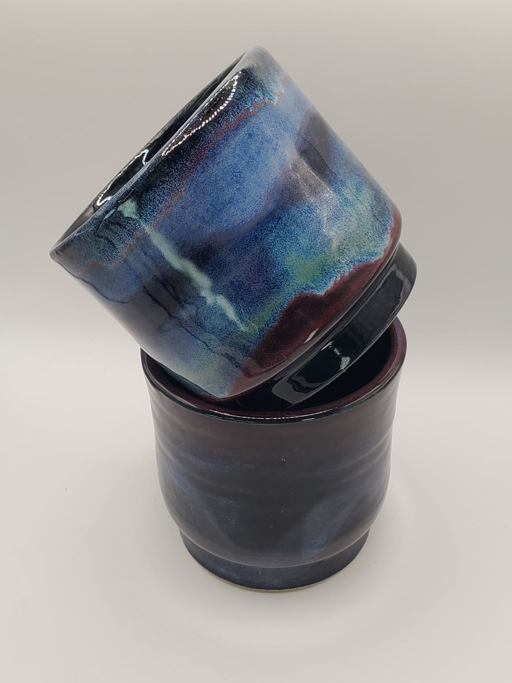 Handmade stoneware stacking cup set